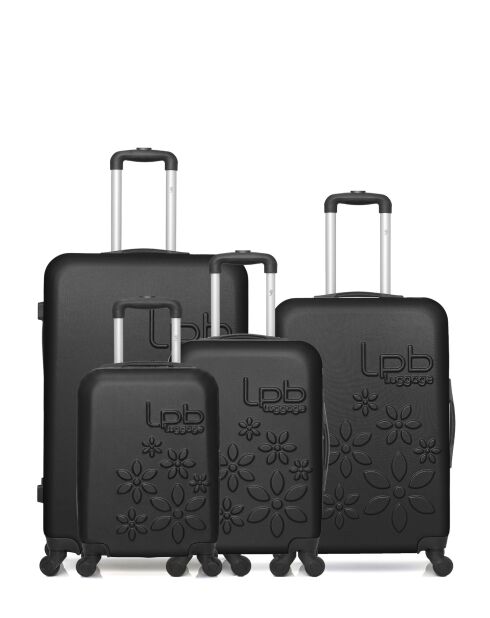 Lot de 4 valises en ABS Eleonor noires - 75 x 47 x 29 cm