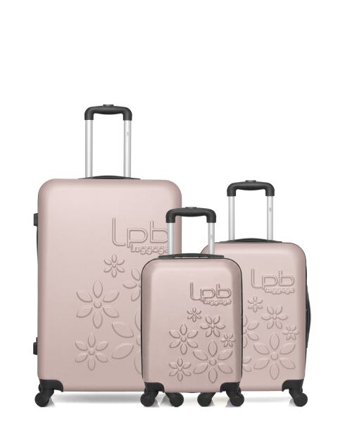 Lot de 3 valises en ABS Eleonor rose clair - 75 x 47 x 29 cm
