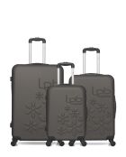 Lot de 3 valises en ABS Eleonor marron foncé - 75 x 47 x 29 cm
