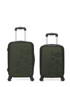 Lot de 2 valises en ABS Eleonor vert foncé - 55 x 35 x 21 cm