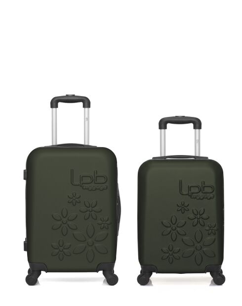 Lot de 2 valises en ABS Eleonor vert foncé - 55 x 35 x 21 cm