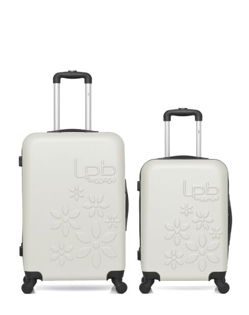 Lot de 2 valises en ABS Eleonor écrues - 65 x 41 x 26 cm