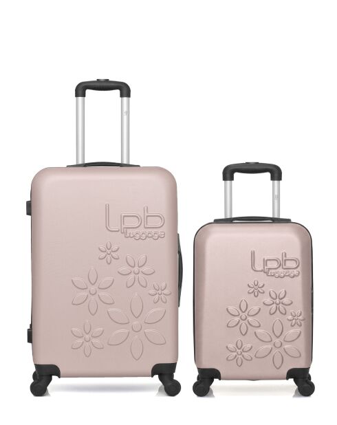 Lot de 2 valises en ABS Eleonor rose clair - 65 x 41 x 26 cm