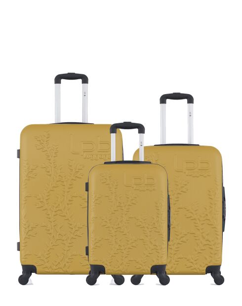Lot de 3 valises en ABS Nais jaunes - 75 x 47 x 29 cm