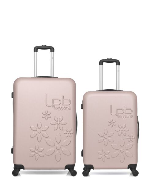 Lot de 2 valises en ABS Eleonor rose clair - 75 x 47 x 29 cm