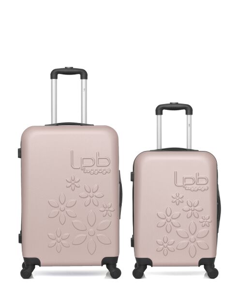 Lot de 2 valises en ABS Eleonor rose clair - 65 x 41 x 26 cm