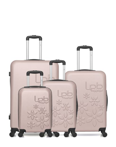 Lot de 4 valises en ABS Eleonor rose clair - 75 x 47 x 29 cm