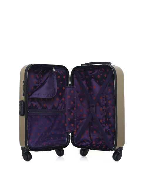 Valise cabine XS en ABS Francette beige - 50 x 33 x 21 cm