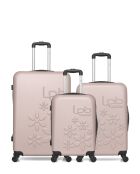 Set di 3 valigie Eleonor ABS rosa chiaro - 75 x 47 x 29 cm