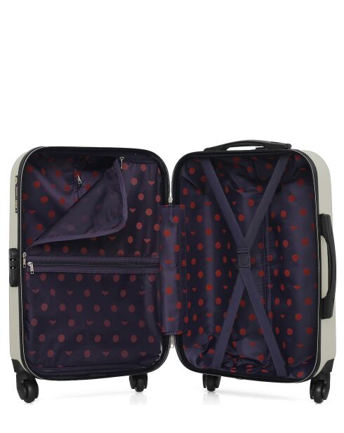 Valise cabine en ABS Eleonor écrue - 55 x 35 x 21 cm