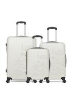 Lot de 3 valises en ABS Eleonor écrues - 75 x 47 x 29 cm
