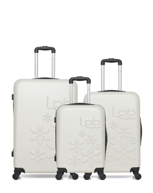 Lot de 3 valises en ABS Eleonor écrues - 75 x 47 x 29 cm