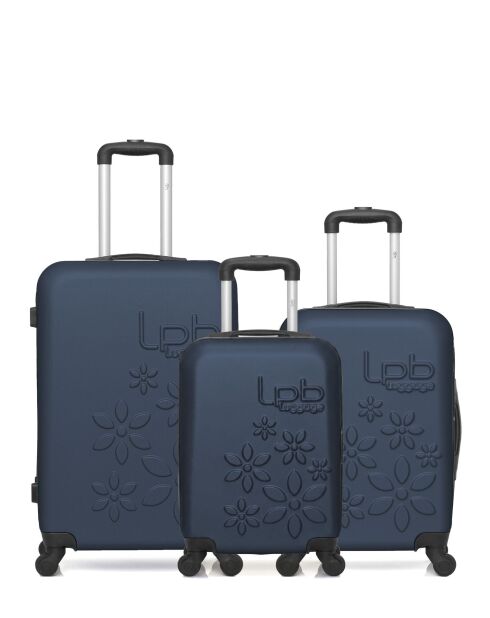 Lot de 3 valises en ABS Eleonor marine - 65 x 41 x 26 cm