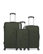 Lot de 3 valises en ABS Eleonor vert foncé - 75 x 47 x 29 cm
