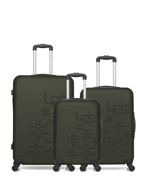 Lot de 3 valises en ABS Eleonor vert foncé - 75 x 47 x 29 cm
