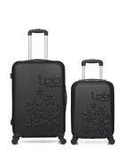 Lot de 2 valises en ABS Eleonor noires - 65 x 41 x 26 cm