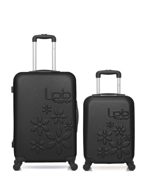 Lot de 2 valises en ABS Eleonor noires - 65 x 41 x 26 cm
