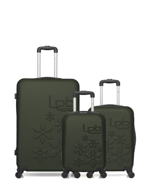 Lot de 3 valises en ABS Eleonor vert foncé - 75 x 47 x 29 cm