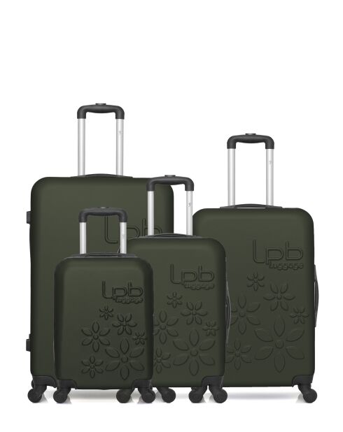 Lot de 4 valises en ABS Eleonor vert foncé - 75 x 47 x 29 cm