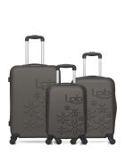 Lot de 3 valises en ABS Eleonor marron foncé - 65 x 41 x 26 cm