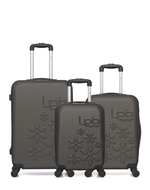 Lot de 3 valises en ABS Eleonor marron foncé - 65 x 41 x 26 cm