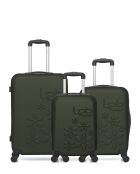 Lot de 3 valises en ABS Eleonor vert foncé - 65 x 41 x 26 cm