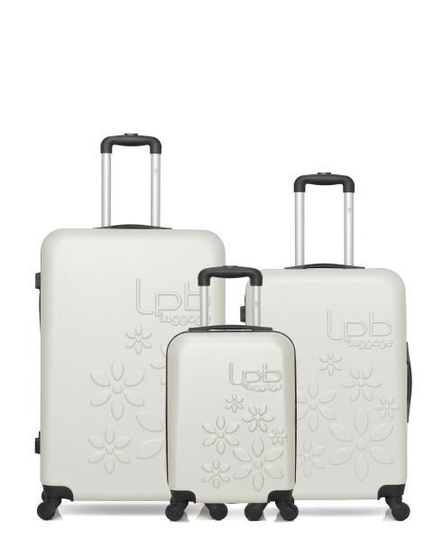 Lot de 3 valises en ABS Eleonor écrues - 75 x 47 x 29 cm