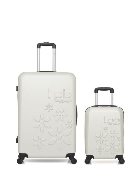 Lot de 2 valises en ABS Eleonor écrues - 75 x 47 x 29 cm