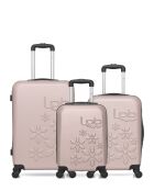 Lot de 3 valises en ABS Eleonor rose clair - 65 x 41 x 26 cm
