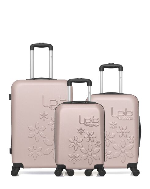 Lot de 3 valises en ABS Eleonor rose clair - 65 x 41 x 26 cm
