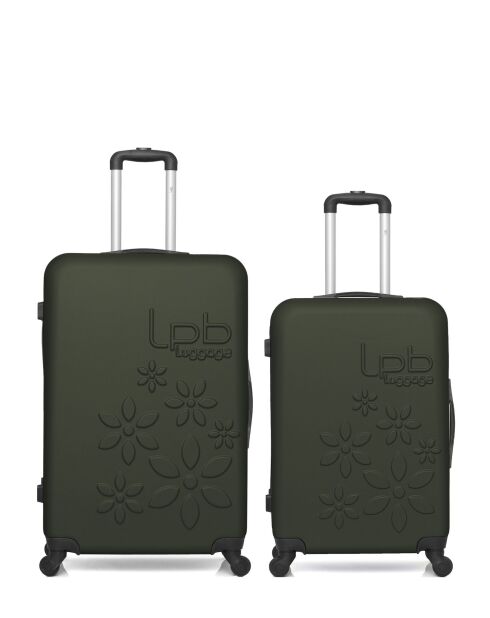 Lot de 2 valises en ABS Eleonor vert foncé - 75 x 47 x 29 cm