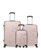 Set van 3 lichtroze Eleonor ABS koffers - 75 x 47 x 29 cm