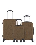 Lot de 3 valises en ABS Nais brun clair - 65 x 41 x 26 cm