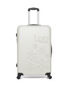 Valise grand format en ABS Eleonor écrue - 75 x 47 x 29 cm