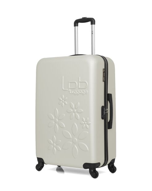 Valise grand format en ABS Eleonor écrue - 75 x 47 x 29 cm