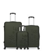 Lot de 3 valises en ABS Eleonor vert foncé - 75 x 47 x 29 cm