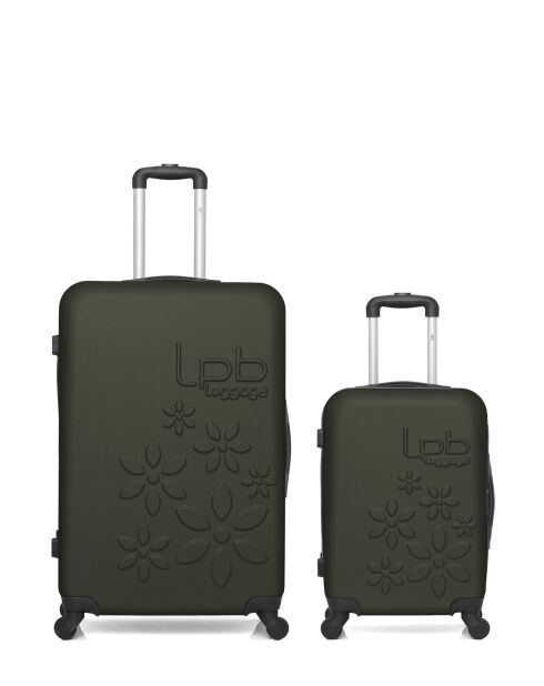 Lot de 2 valises en ABS Eleonor vert foncé - 75 x 47 x 29 cm
