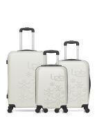 Lot de 3 valises en ABS Eleonor écrues - 65 x 41 x 26 cm