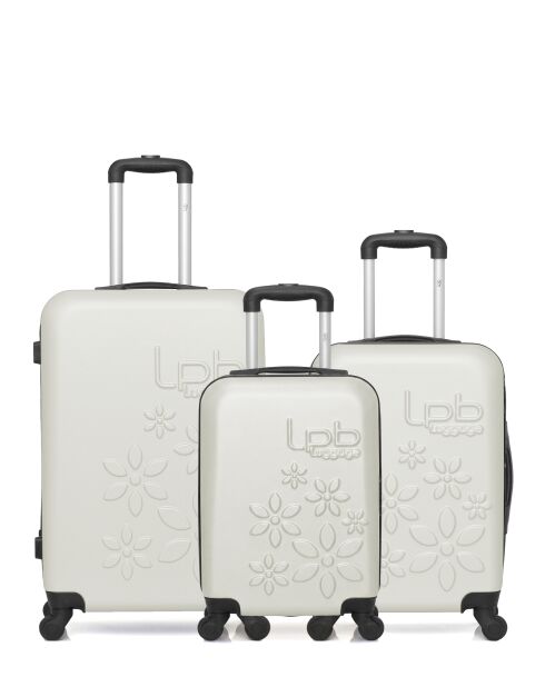 Lot de 3 valises en ABS Eleonor écrues - 65 x 41 x 26 cm