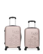 Lot de 2 valises en ABS Eleonor rose clair - 55 x 35 x 21 cm