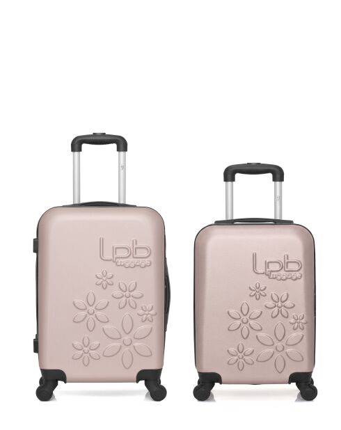 Lot de 2 valises en ABS Eleonor rose clair - 55 x 35 x 21 cm