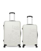 Lot de 2 valises en ABS Eleonor écrues - 75 x 47 x 29 cm