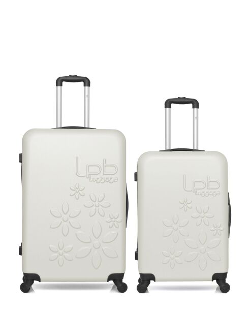 Lot de 2 valises en ABS Eleonor écrues - 75 x 47 x 29 cm