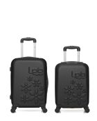 Set di 2 valigie Eleonor in ABS nere - 55 x 35 x 21 cm