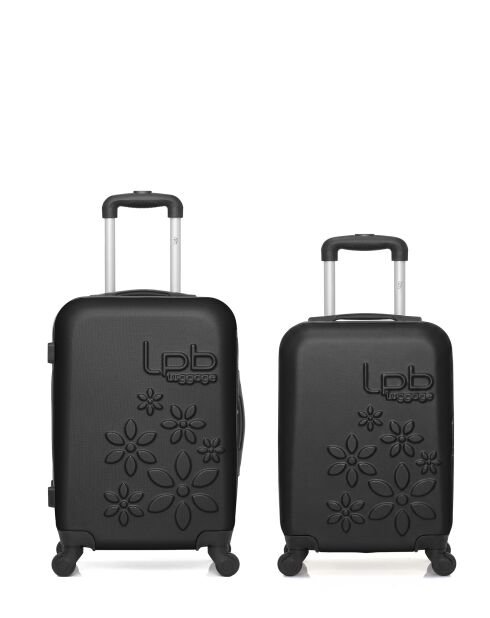 Lot de 2 valises en ABS Eleonor noires - 55 x 35 x 21 cm
