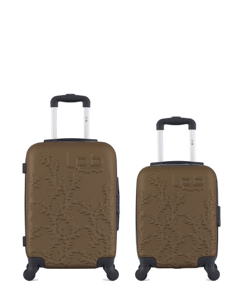 Lot de 2 valises en ABS Nais brun clair - 55 x 35 x 21 cm
