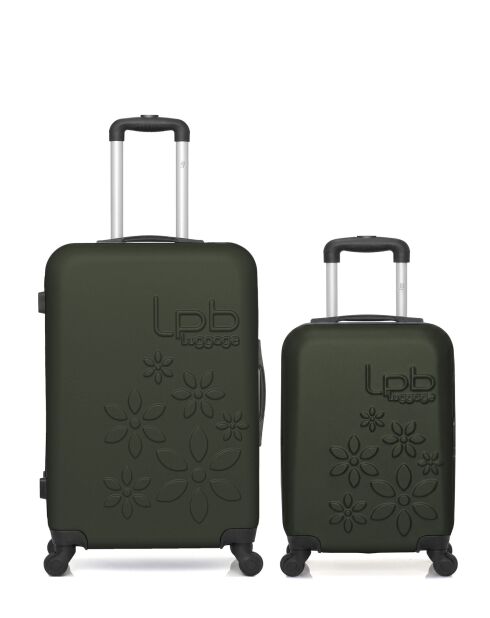 Lot de 2 valises en ABS Eleonor vert foncé - 65 x 41 x 26 cm