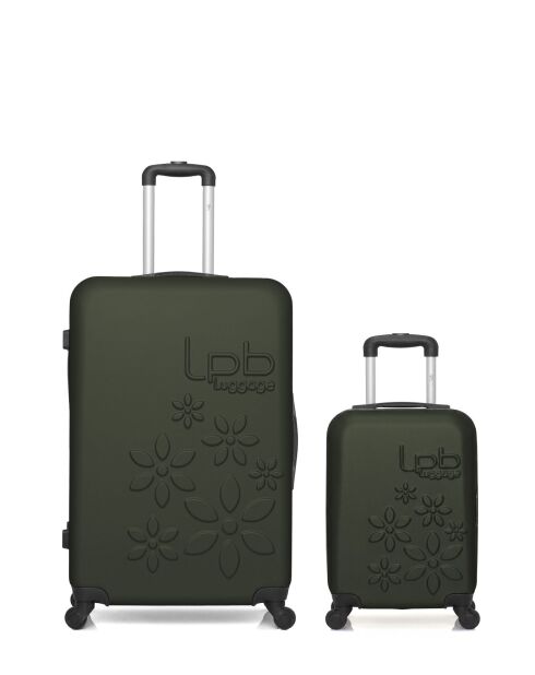 Lot de 2 valises en ABS Eleonor vert foncé - 75 x 47 x 29 cm