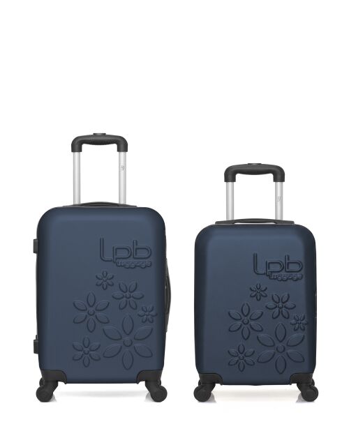 Lot de 2 valises en ABS Eleonor marine - 55 x 35 x 21 cm