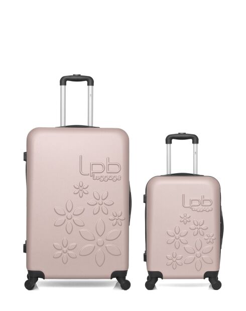 Lot de 2 valises en ABS Eleonor rose clair - 75 x 47 x 29 cm